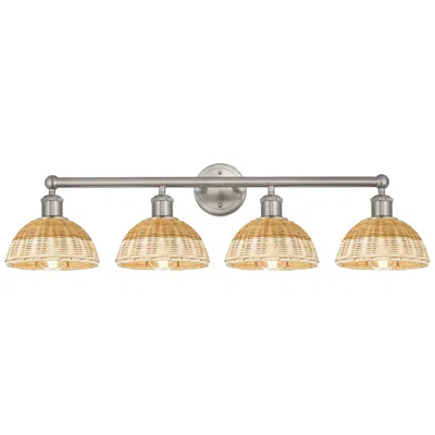 Innovations Lighting Bristol Natural Ii 12"h 4-light Satin Nickel Vanity Light W/ Natural Shade In Brown