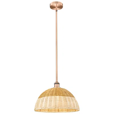 Innovations Lighting Bristol Natural Ii 15.75" Wide Antique Copper Mini Pendant W/ Natural Shade