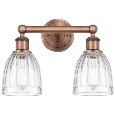 Innovations Lighting Brookfield 14.75"w 2 Light Antique Copper Bath Light With Clear Shade