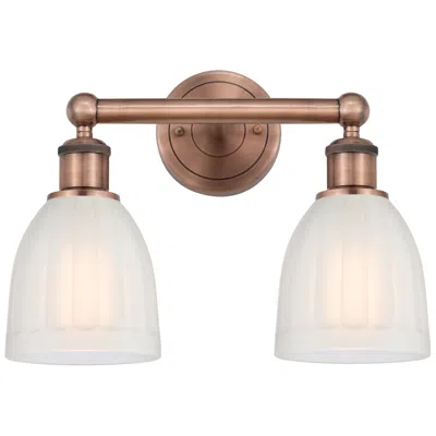 Innovations Lighting Brookfield 14.75"w 2 Light Antique Copper Bath Light With White Shade