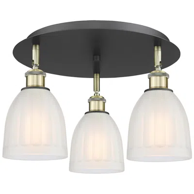 Innovations Lighting Brookfield 17.5"w 3 Light Black Antique Brass Flush Mount W/ White Sha
