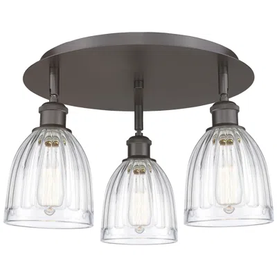 Innovations Lighting Brookfield 17.5"w 3 Light Oil Rubbed Bronze Flush Mount W/ Clear Shade
