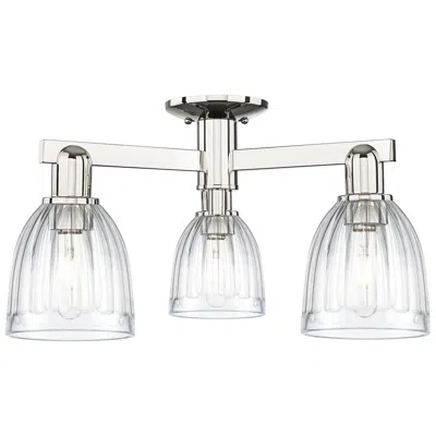 Innovations Lighting Brookfield 23" Wide 3-light Polished Nickel Semi-flush Mount W/ Clear Shade