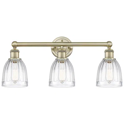 Innovations Lighting Brookfield 23.75"w 3 Light Antique Brass Bath Vanity Light With Clear In White