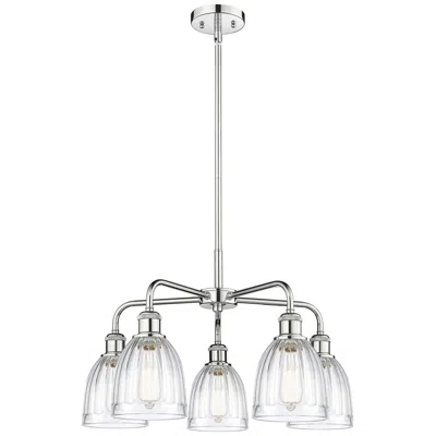 Innovations Lighting Brookfield 23.75"w 5 Light Polished Chrome Stem Chandelier W/ Clear Sh In Silver
