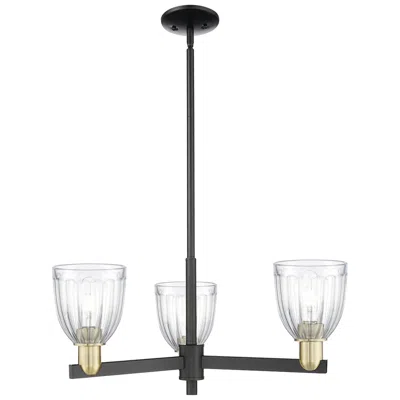 Innovations Lighting Brookfield 28" Wide 3-light Black Antique Brass Chandelier W/ Clear Shade