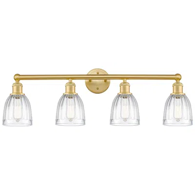 Innovations Lighting Brookfield 32.75"w 4 Light Satin Gold Bath Vanity Light With Clear Sha