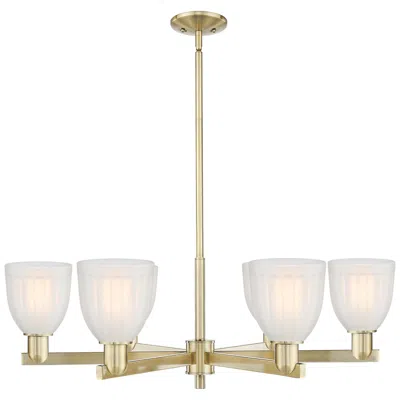 Innovations Lighting Brookfield 36" Wide 6-light Antique Brass Chandelier W/ White Shade In Gold