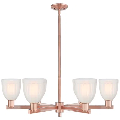 Innovations Lighting Brookfield 36" Wide 6-light Antique Copper Chandelier W/ White Shade In Pink