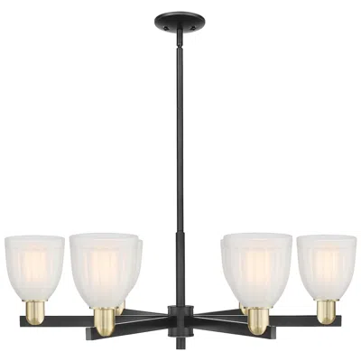 Innovations Lighting Brookfield 36" Wide 6-light Black Antique Brass Chandelier W/ White Shade