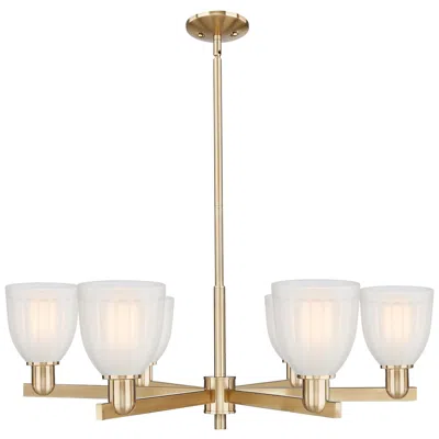 Innovations Lighting Brookfield 36" Wide 6-light Champagne Bronze Chandelier W/ White Shade