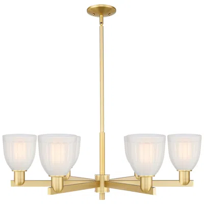 Innovations Lighting Brookfield 36" Wide 6-light Satin Gold Chandelier W/ White Shade