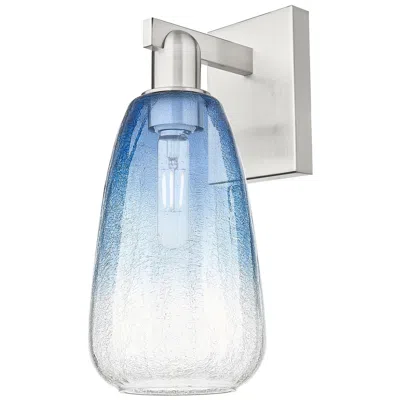 Innovations Lighting Brookhaven Almond 11"h Satin Nickel Wall Sconce W/ Sapphire Shade