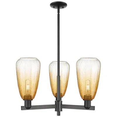 Innovations Lighting Brookhaven Almond 18"w 3 Light Black Stem Chandelier W/ Amber Shade