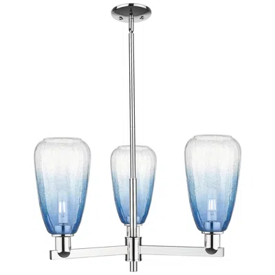 Innovations Lighting Brookhaven Almond 18"w 3 Light Chrome Stem Chandelier W/ Sapphire Shade