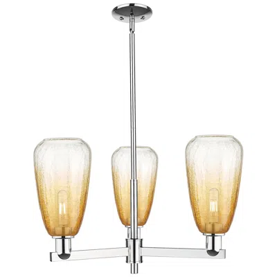 Innovations Lighting Brookhaven Almond 18"w 3 Light Chrome Stem Chandelier With Amber Shade