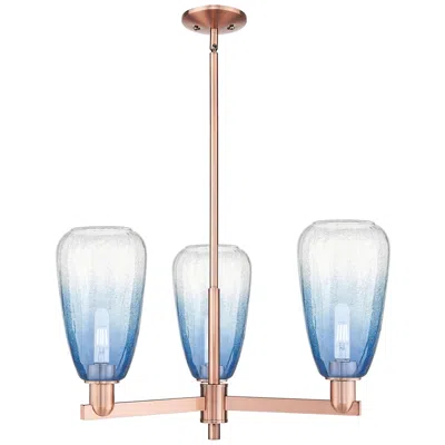 Innovations Lighting Brookhaven Almond 18"w 3 Light Copper Stem Chandelier W/ Sapphire Shade