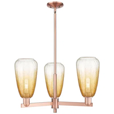 Innovations Lighting Brookhaven Almond 18"w 3 Light Copper Stem Chandelier With Amber Shade