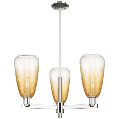 Innovations Lighting Brookhaven Almond 18"w 3 Light Nickel Stem Chandelier W/ Amber Shade