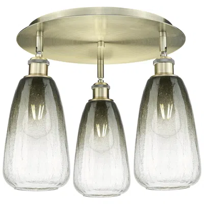 Innovations Lighting Brookhaven Almond 18"w 3-light Antique Brass Flush Mount W/ Slate Shade