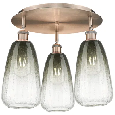 Innovations Lighting Brookhaven Almond 18"w 3-light Antique Copper Flush Mount W/ Slate Shade