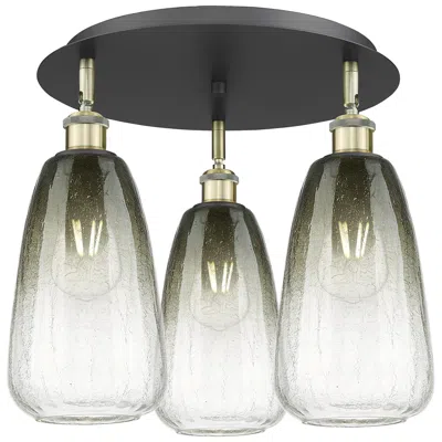 Innovations Lighting Brookhaven Almond 18"w 3-light Black Brass Flush Mount W/ Slate Shade