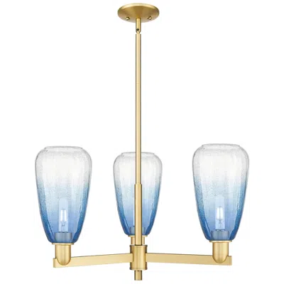 Innovations Lighting Brookhaven Almond 18"w 3-lt Satin Gold Stem Chandelier W/ Sapphire Shade