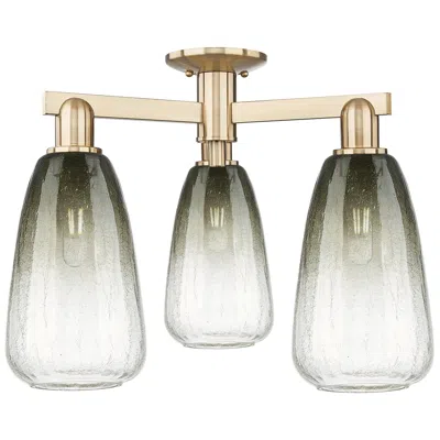 Innovations Lighting Brookhaven Almond 24"w 3 Light Champagne Semi-flush With Slate Shade