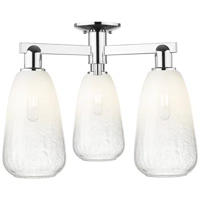 Innovations Lighting Brookhaven Almond 24"w 3 Light Chrome Semi-flush With Opal Shade