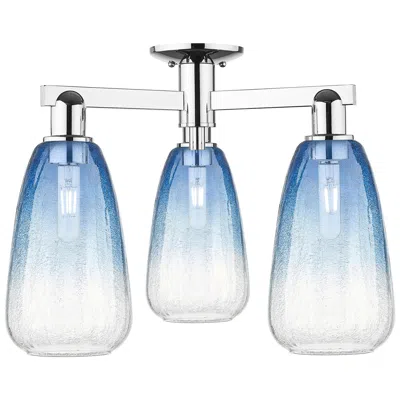 Innovations Lighting Brookhaven Almond 24"w 3 Light Chrome Semi-flush With Sapphire Shade