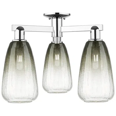 Innovations Lighting Brookhaven Almond 24"w 3 Light Chrome Semi-flush With Slate Shade