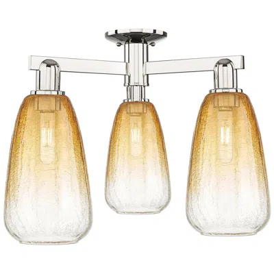 Innovations Lighting Brookhaven Almond 24"w 3 Light Nickel Semi-flush W/ Amber Shade