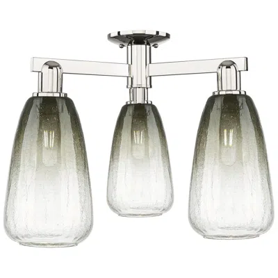 Innovations Lighting Brookhaven Almond 24"w 3 Light Nickel Semi-flush W/ Slate Shade