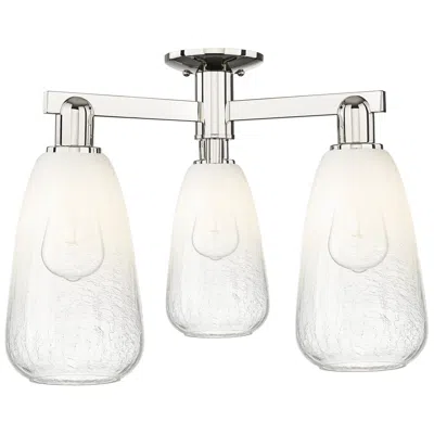 Innovations Lighting Brookhaven Almond 24"w 3 Light Polished Nickel Semi-flush W/ Opal Shade