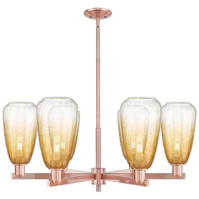 Innovations Lighting Brookhaven Almond 24"w 6 Light Copper Stem Chandelier With Amber Shade