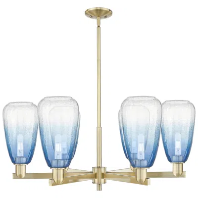 Innovations Lighting Brookhaven Almond 24"w 6-lt Antique Brass Stem Chandelier W/ Sapphire Shade
