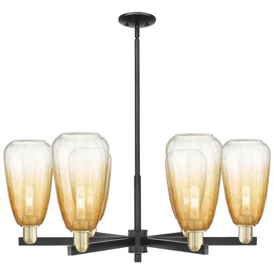 Innovations Lighting Brookhaven Almond 24"w 6-lt Black Brass Stem Chandelier W/ Amber Shade