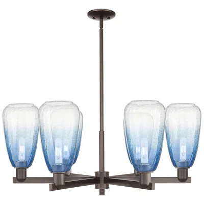 Innovations Lighting Brookhaven Almond 24"w 6-lt Oiled Bronze Stem Chandelier W/ Sapphire Shade