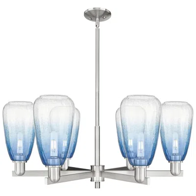 Innovations Lighting Brookhaven Almond 24"w 6-lt Satin Nickel Stem Chandelier W/ Sapphire Shade