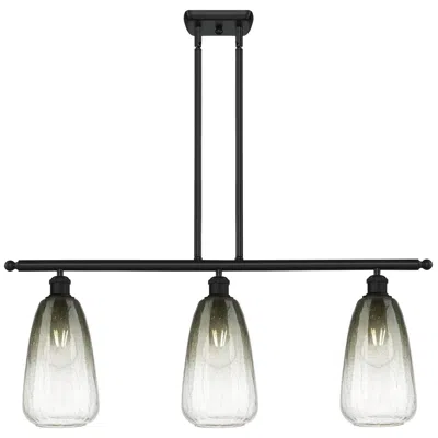 Innovations Lighting Brookhaven Almond 36" Wide 3-light Matte Black Island Light W/ Slate Shade