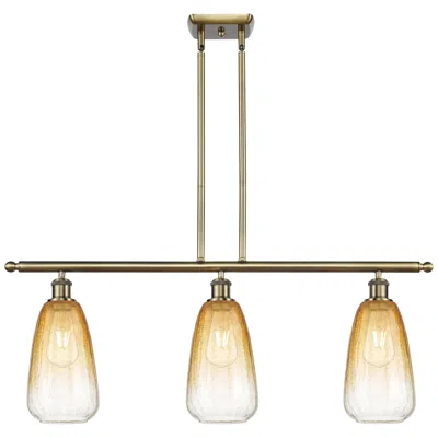 Innovations Lighting Brookhaven Almond 36"w 3-light Antique Brass Island Light W/ Amber Shade
