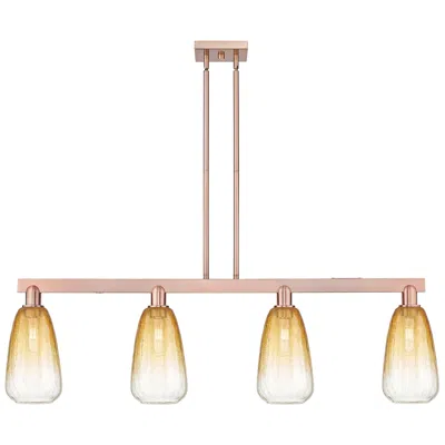 Innovations Lighting Brookhaven Almond 48"w 4 Light Copper Stem Island Light W/ Amber Shade