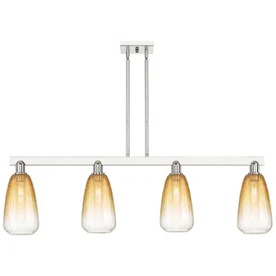 Innovations Lighting Brookhaven Almond 48"w 4 Light Nickel Stem Island Light W/ Amber Shade