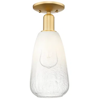 Innovations Lighting Brookhaven Almond 6" Wide Satin Gold Semi-flush Mount With Opal Shade