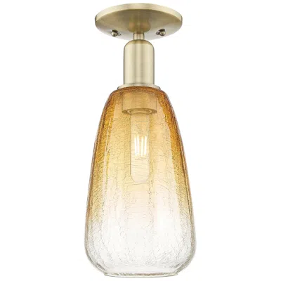 Innovations Lighting Brookhaven Almond 6"w Antique Brass Semi-flush Mount With Amber Shade
