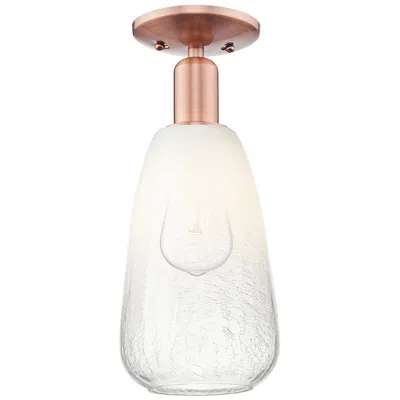 Innovations Lighting Brookhaven Almond 6"w Antique Copper Semi-flush Mount With Opal Shade In Brown