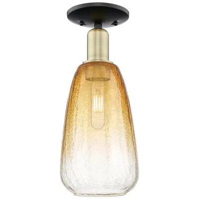 Innovations Lighting Brookhaven Almond 6"w Black Antique Brass Semi-flush With Amber Shade