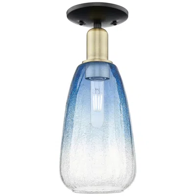 Innovations Lighting Brookhaven Almond 6"w Black Brass Semi-flush With Sapphire Shade