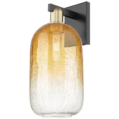 Innovations Lighting Brookhaven Cloche 16.75"h Black Brass Wall Sconce With Amber Shade