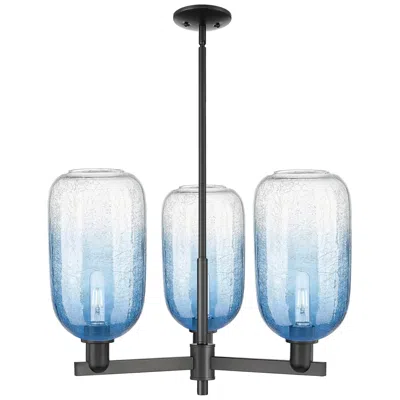 Innovations Lighting Brookhaven Cloche 18"w 3 Light Black Stem Chandelier W/ Sapphire Shade